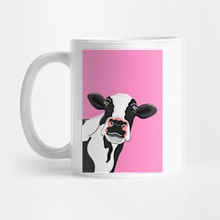 Black & White Cow Portrait on pink Mug